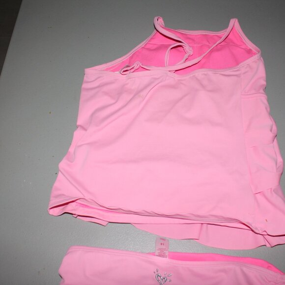 Pink 2 Pcs Justice Tankini Swimsuit Size 14 - Picture 7 of 11